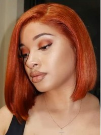 Gember Menselijk Haar Lace Front Bob Pruiken