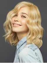 Schouderlange Golvende Blonde Synthetische Kaploze Pruik