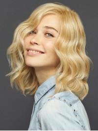 Schouderlange Golvende Blonde Synthetische Kaploze Pruik