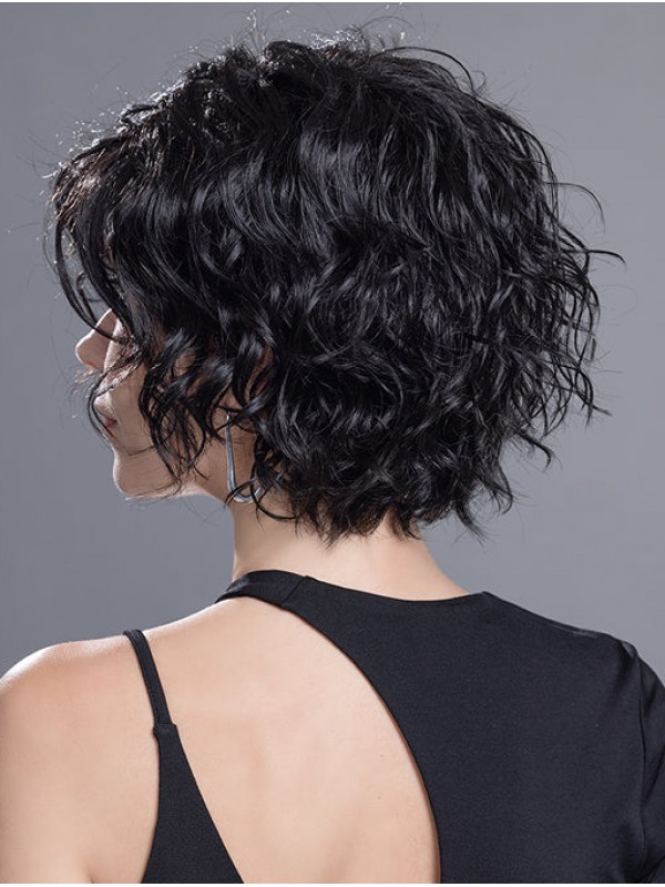 Black Krullen Bob Lace Front Kin Lengte Pruiken