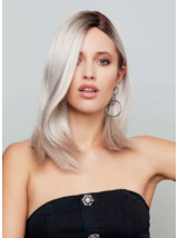 Grijze Pruiken Synthetische 14" Rechte Lace Front Pruiken