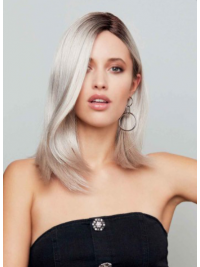Grijze Pruiken Synthetische 14" Rechte Lace Front Pruiken