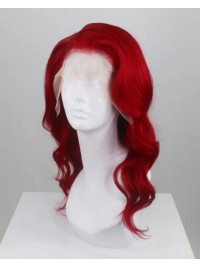 Lange Rode Golvende Synthetische Lace Front Pruiken