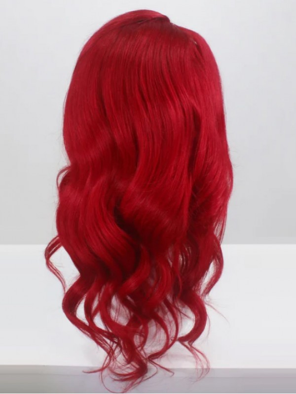 Lange Rode Golvende Synthetische Lace Front Pruiken