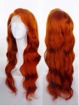 Lange Heldere Gember Synthetische Lace Front Pruik