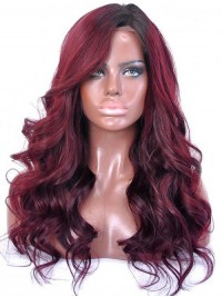 Long Body Wave Donkere Wijn Menselijk Haar 360 Kant Remy Menselijk Haar Pruik