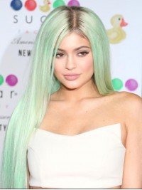 Kylie Geïnspireerde Ombre Groene Pruik Van Echt Haar Met 360 Kanten