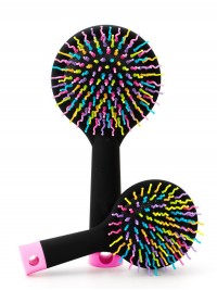 Rainbow Black Brush Perm Wave Rechte Schoonheidskam Met Spiegel