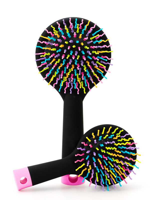 Rainbow Black Brush Perm Wave Rechte Schoonheidskam Met Spiegel