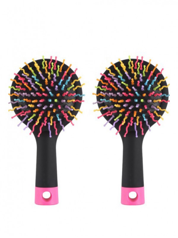 Rainbow Black Brush Perm Wave Rechte Schoonheidskam Met Spiegel