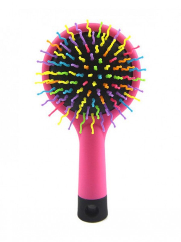 Rainbow Brush Perm Wave Rechte Schoonheidskam Met Spiegel