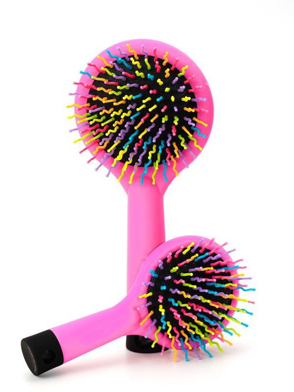 Rainbow Brush Perm Wave Rechte Schoonheidskam Met Spiegel