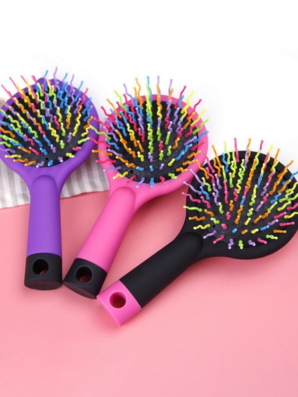 Rainbow Brush Perm Wave Rechte Schoonheidskam Met Spiegel