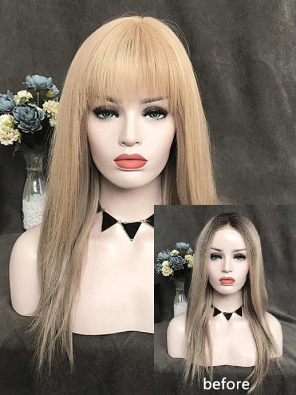5 "* 2,75" Full Mono Remy Human Hair Topper Met Pony