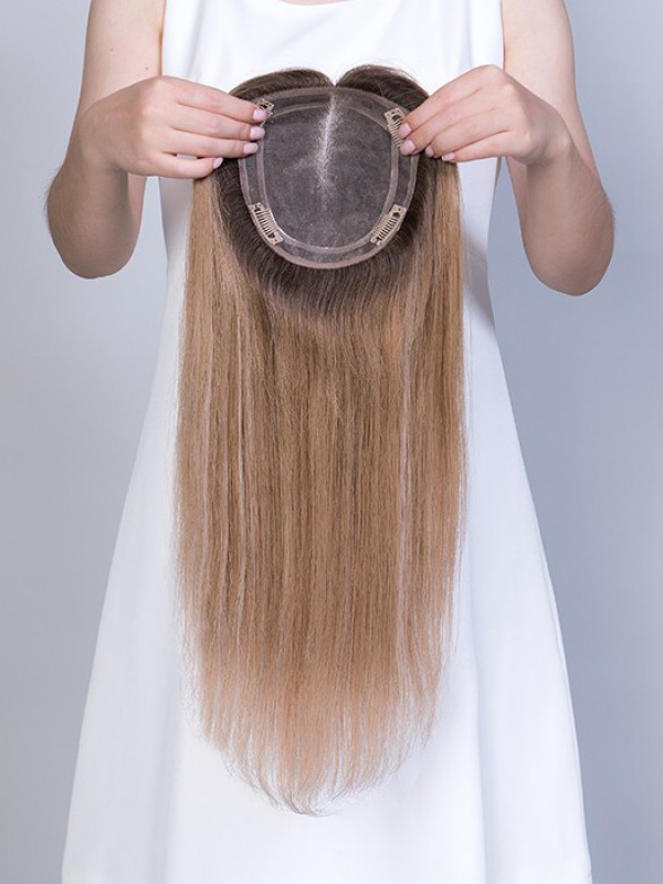 5"* 6" Full Hand Gebonden Mono Remy Human Hair Topper 12"