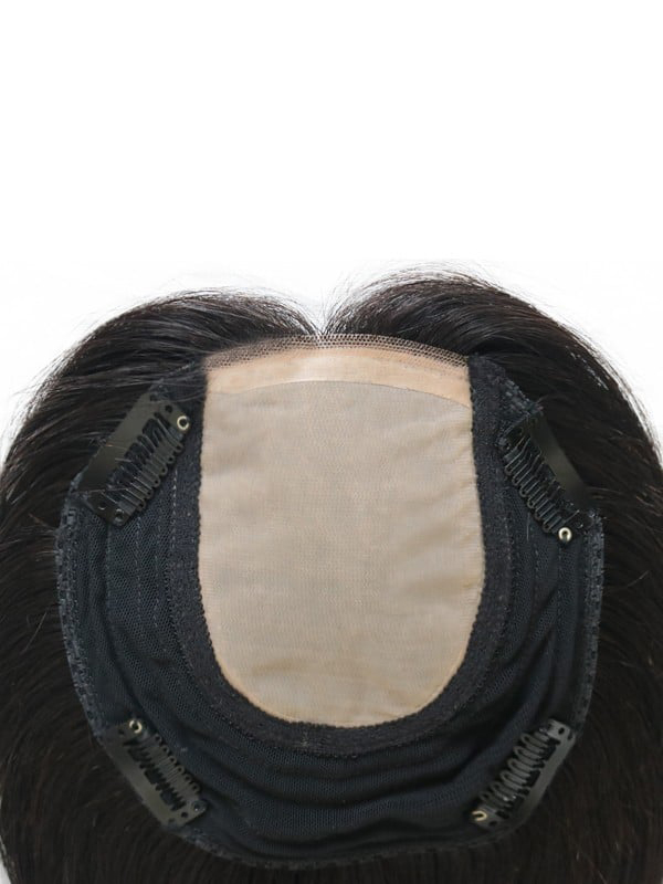 6 "* 6" Silk Top Remy Human Hair Topper Met Pony
