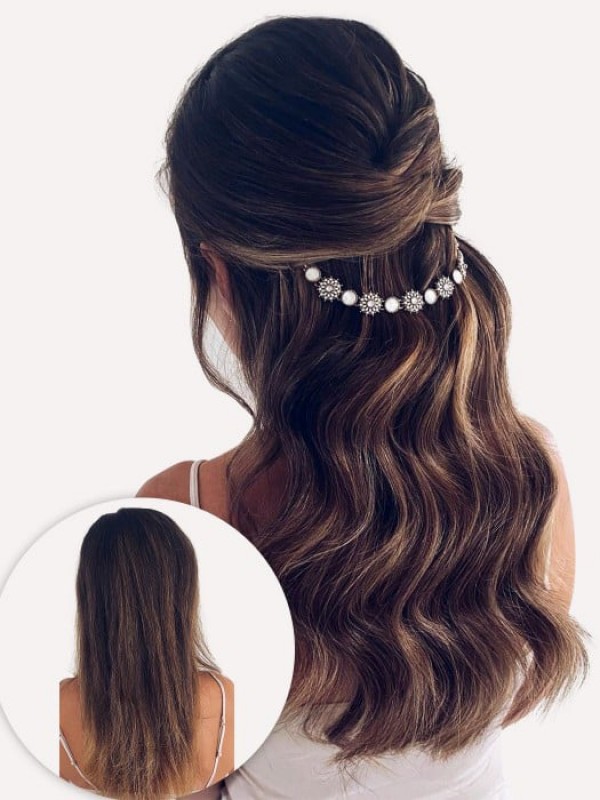 16" 140G 7 Stuks Klassieke Clip In Remy Human Hair Extensions