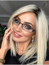 Rechte Ombre Blonde Pruik Van Echt Haar Zonder Pony