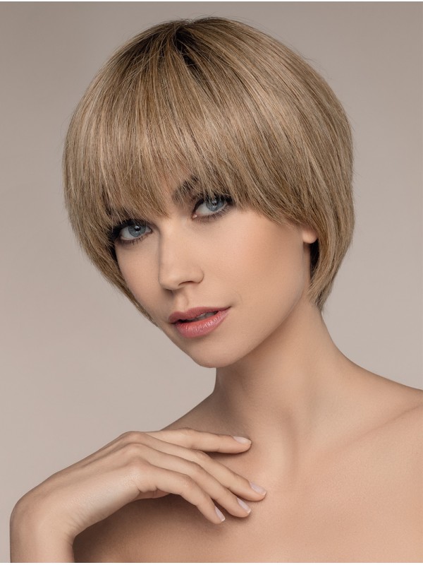 Korte Blonde 100% Met De Hand Gebonden Steil Pruiken Van Echt Haar