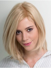 10 "Kinlengte Handgebonden Pruik Online Platinablond Recht Remy Mensenhaar Bobs