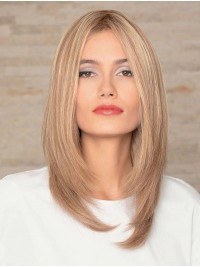 Zonder Pony Blond Steil 16 "Beste Mensenhaar Pruiken Voor Vrouwen