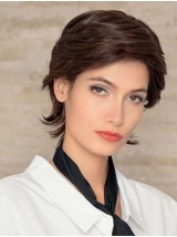 Boycuts Bruine Rechte 8 "Sleek Human Hair Pruiken