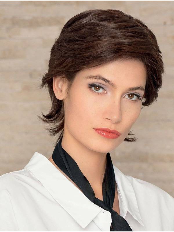 Boycuts Bruine Rechte 8 "Sleek Human Hair Pruiken