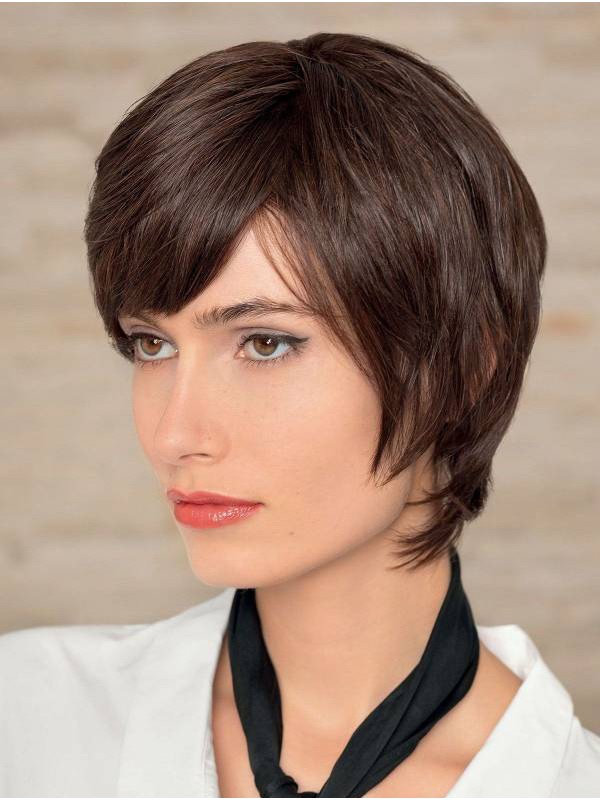 Boycuts Bruine Rechte 8 "Sleek Human Hair Pruiken