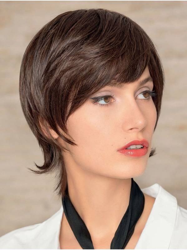Boycuts Bruine Rechte 8 "Sleek Human Hair Pruiken