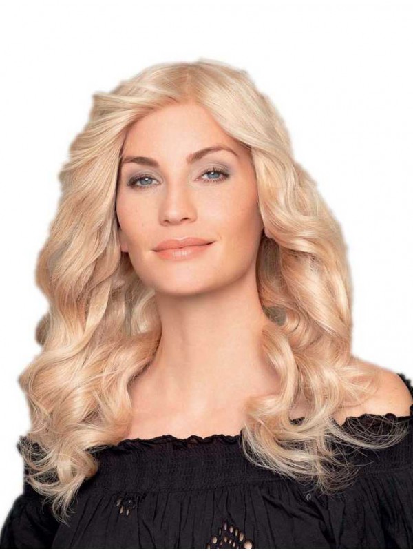 Blonde, Golvende Pruiken Van 18 Inch Voor Vrouwen Zonder Pony