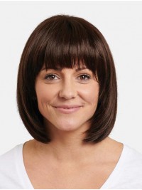 12 "Kinlengte Bruin Remy Mensenhaar Rechte Perfecte Bob Pruiken