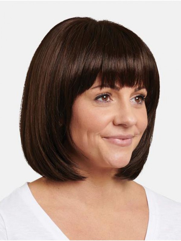 12 "Kinlengte Bruin Remy Mensenhaar Rechte Perfecte Bob Pruiken