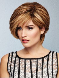 Ombre/2 Tone 8" Rechte Korte 100% Handgebonden Gelaagde Menselijke Haarpruiken