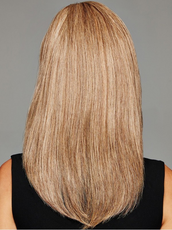 Blonde 16-Inch Rechte Lange Monofilament Met Pony Pruiken Van Echt Haar