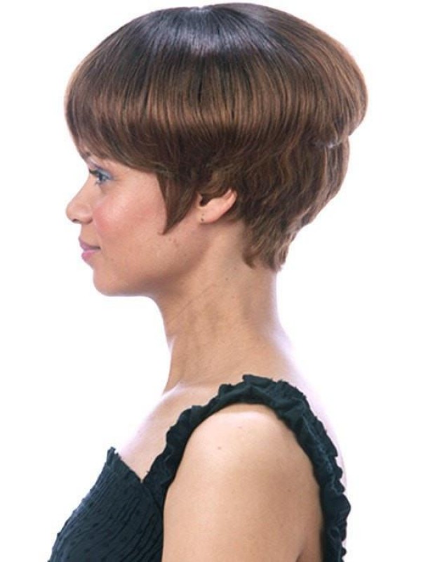 Bruine 4 "Steil Bijgesneden Monofilament Boycuts-Pruiken Van Echt Haar