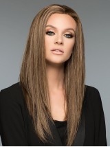 Blonde 18-Inch Rechte Lange 100% Handgebonden Pruiken Van Echt Haar Zonder Pony