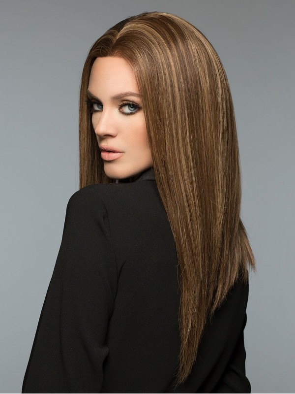 Blonde 18-Inch Rechte Lange 100% Handgebonden Pruiken Van Echt Haar Zonder Pony