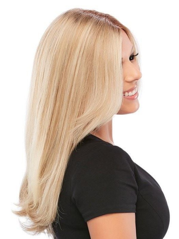 Blonde 16-Inch Golvende Lange 100% Handgebonden Gelaagde Pruiken Van Echt Haar