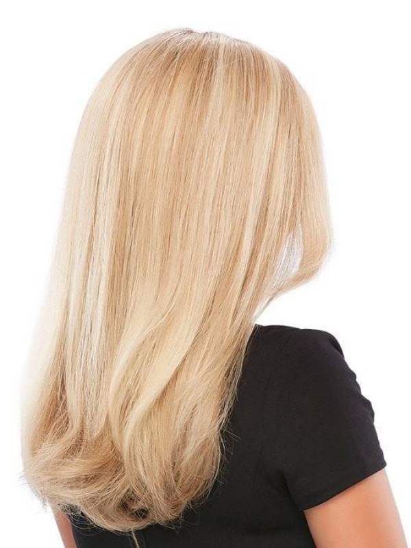 Blonde 16-Inch Golvende Lange 100% Handgebonden Gelaagde Pruiken Van Echt Haar