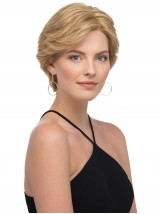 Blonde 6-Inch Rechte Korte Pruiken Van 100% Handgebonden Gelaagde Mensenhaar