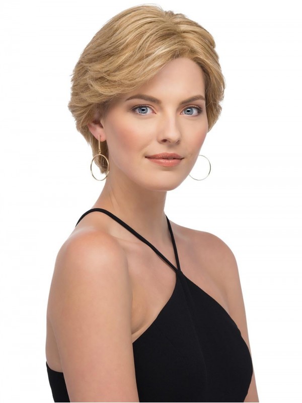 Blonde 6-Inch Rechte Korte Pruiken Van 100% Handgebonden Gelaagde Mensenhaar