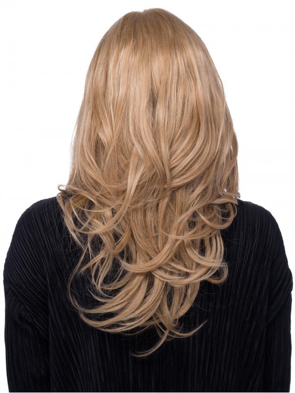 Blonde 17-Inch Golvend Lang 100% Handgebonden Pruiken Van Echt Haar