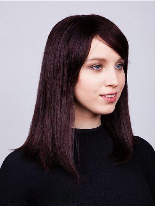 Remy Menselijk Haar Recht Met Pony 14" Lace Front Pruiken Voor Dames