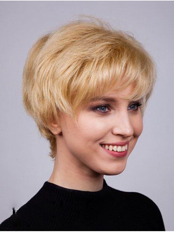 Boycuts Remy Human Hair Capless Straight Dames Korte Pruiken