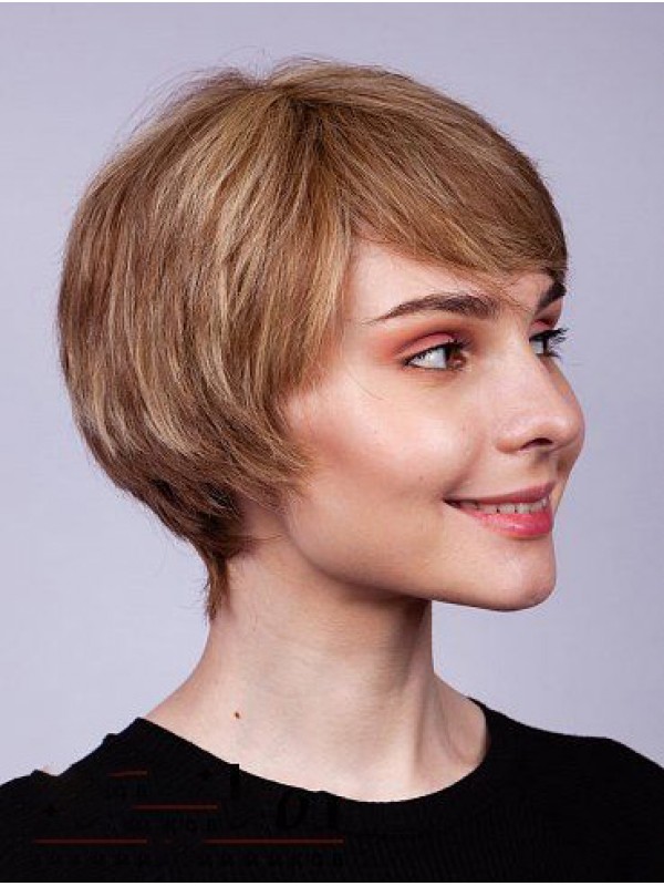 Remy Human Hair Straight Boycuts 6 "Betaalbare Lace Front Pruiken