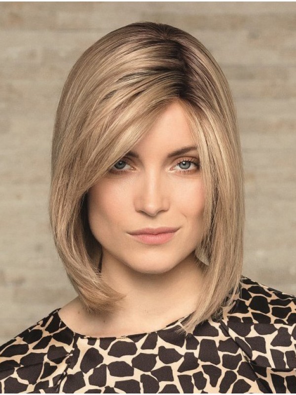 Bobs Blonde Rechte 12 "Mensenhaar Pruiken Voor Dames