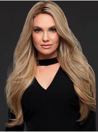 Goed Blond Lang Golvend Zonder Pony Pruiken Van Echt Haar