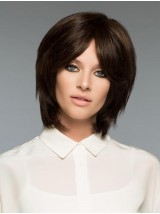 Bruine Natuurlijke Rechte Korte Remy Bob-Pruiken Van Menselijk Haar