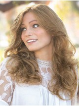 Blonde Lange 16 "Zonder Pony Moderne Pruiken Van Echt Haar