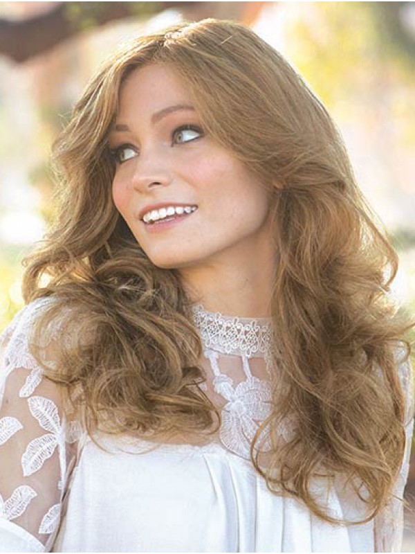Blonde Lange 16 "Zonder Pony Moderne Pruiken Van Echt Haar